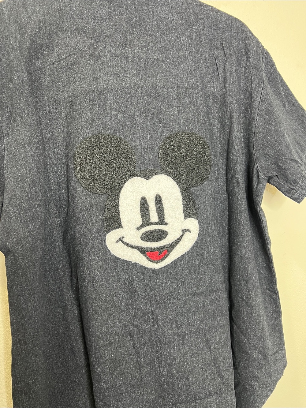 Women’s Oversized Short Sleeve Denim Shirt Mickey Mouse Black Wash - Picture 4 of 4